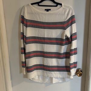 Tommy Hilfiger Stripped Women's Top - White, Black, and Red